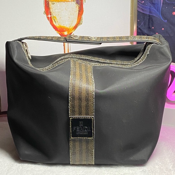 Fendi Handbags - *Rare* Vintage Fendi Pequin Vanity Pouch W/COA